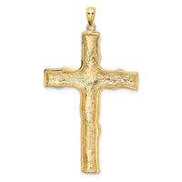 14K Large Tree Textured Cross Pendant-K5459