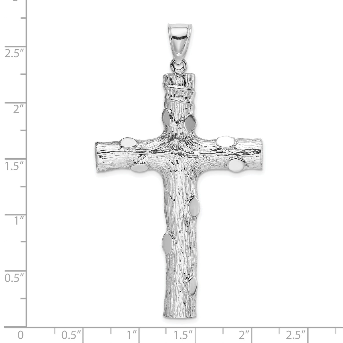 14K White Gold Large Tree Textured Cross Pendant-K5459W