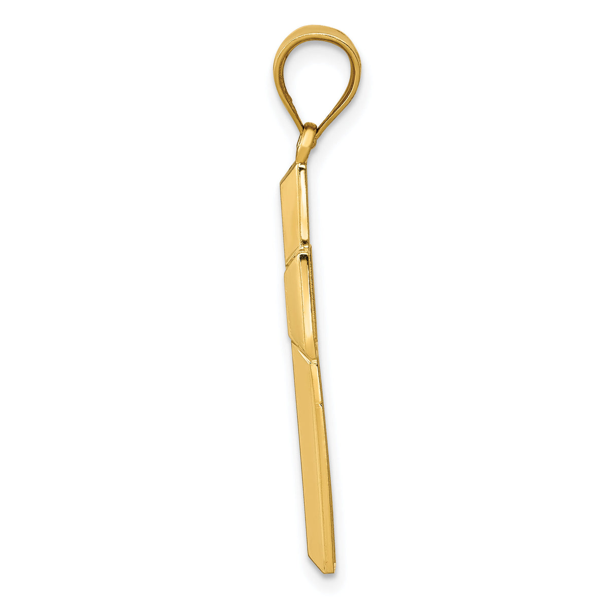 14K Polished / Textured Cross Pendant-K5460