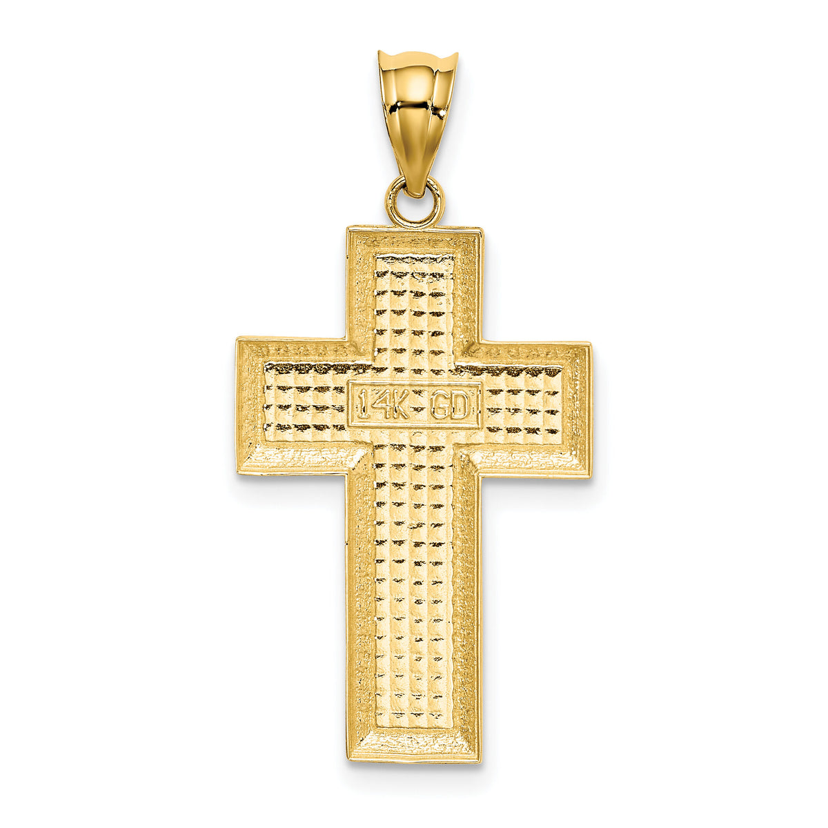 14K Polished / Textured Cross Pendant-K5460