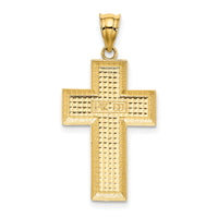 14K Polished / Textured Cross Pendant-K5460