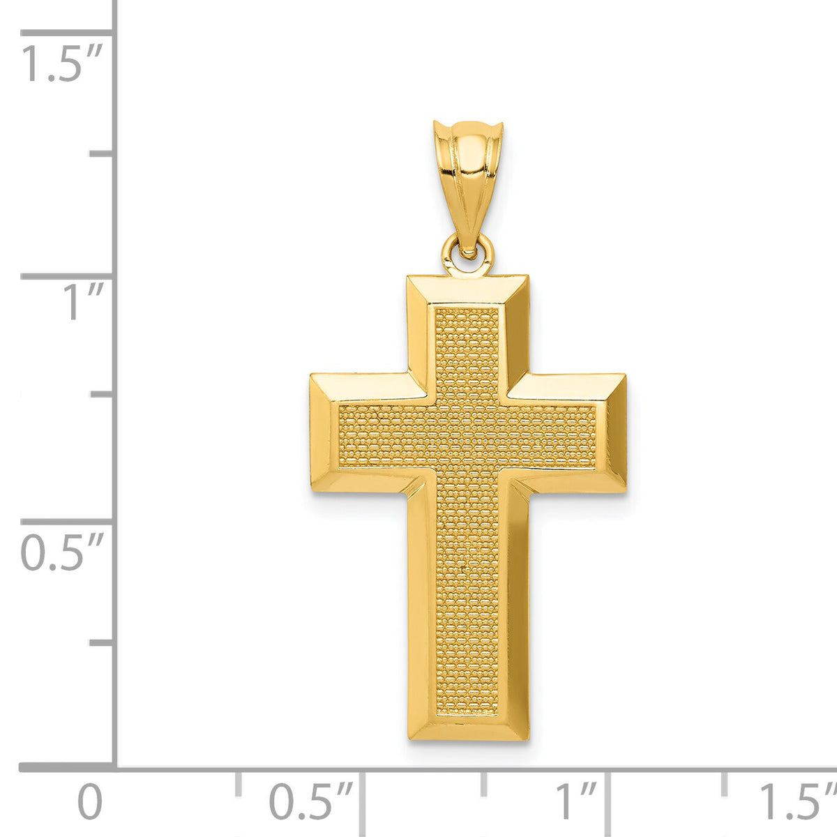 14K Polished / Textured Cross Pendant-K5460