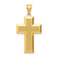 14K Polished / Textured Cross Pendant-K5460