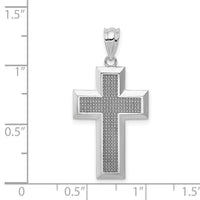 14K White Gold Polished / Textured Cross Pendant-K5461