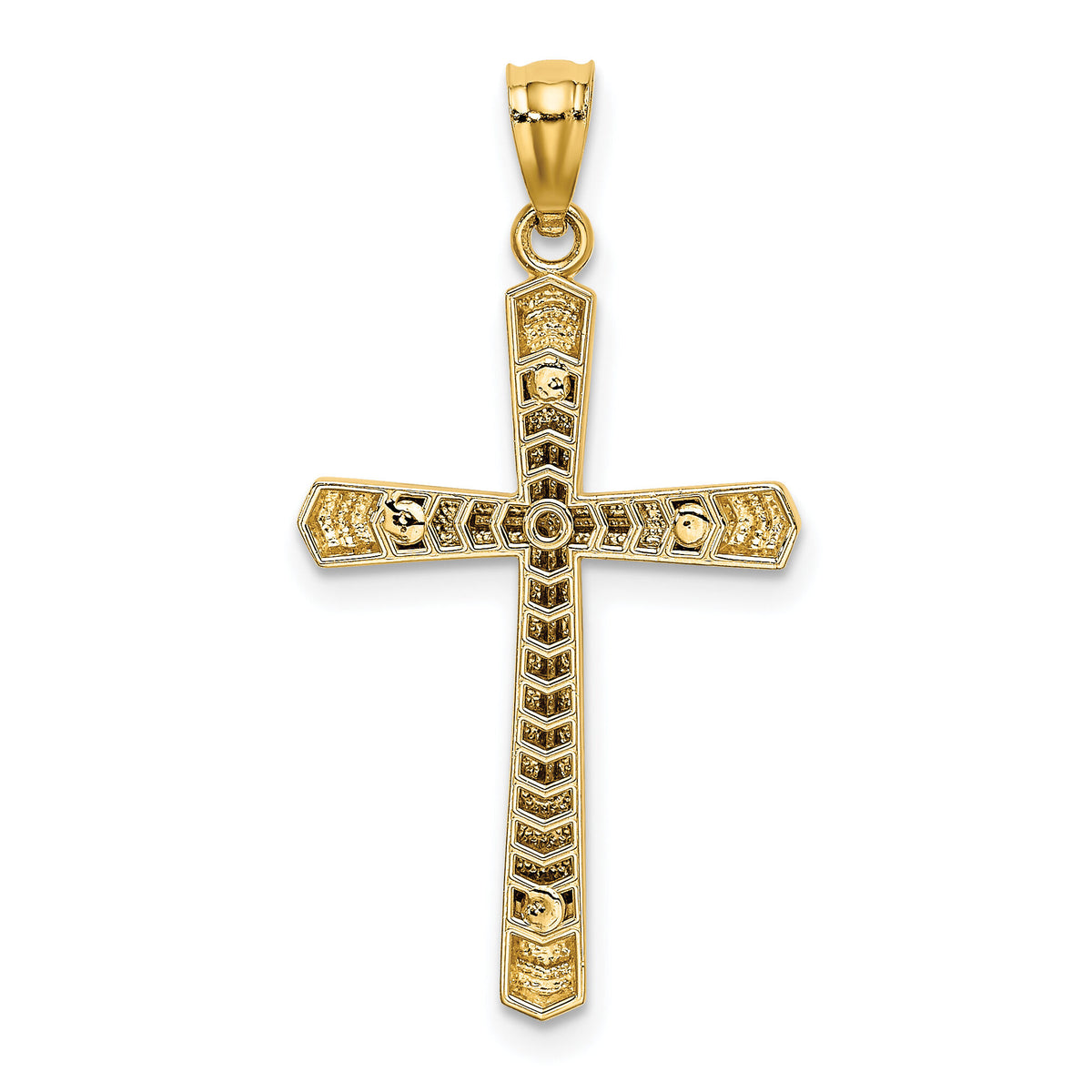 14K Two-tone Polished D/C Cross Pendant-K5465