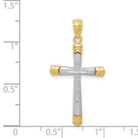 14K Two-tone Polished D/C Cross Pendant-K5465