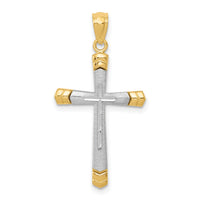 14K Two-tone Polished D/C Cross Pendant-K5465