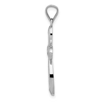 14k White Gold Polished Ribbon Cross Pendant-K5472