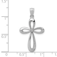 14k White Gold Polished Ribbon Cross Pendant-K5472