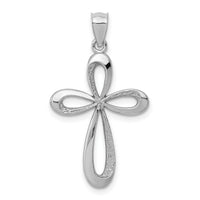 14k White Gold Polished Ribbon Cross Pendant-K5472