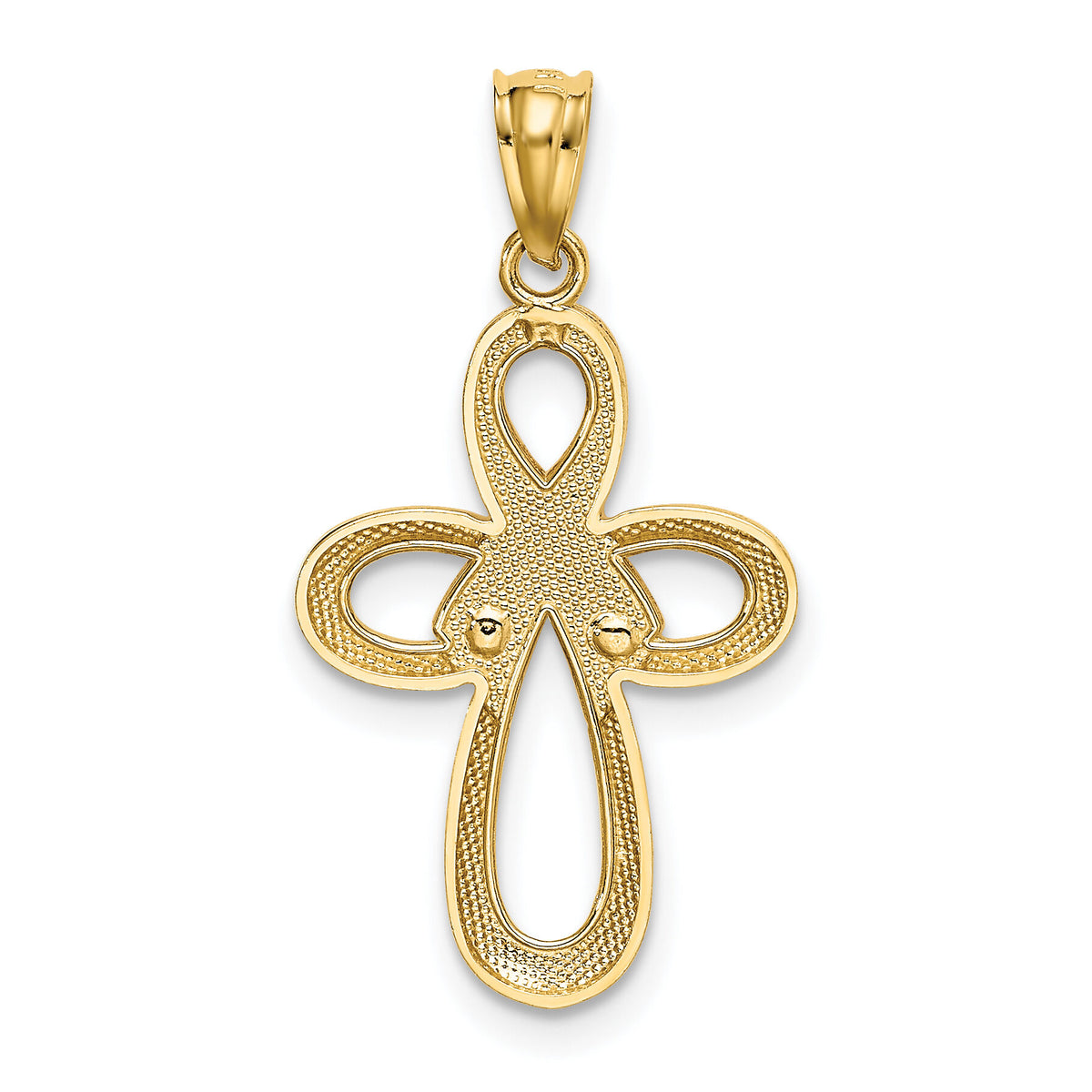 14K Two-tone Polished Pink Ribbon Cross Pendant-K5477