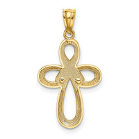 14K Two-tone Polished Pink Ribbon Cross Pendant-K5477