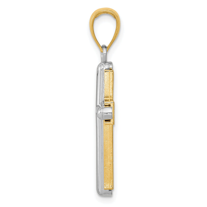14k Two-tone Cross Pendant-K5489