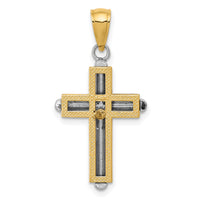 14k Two-tone Cross Pendant-K5489