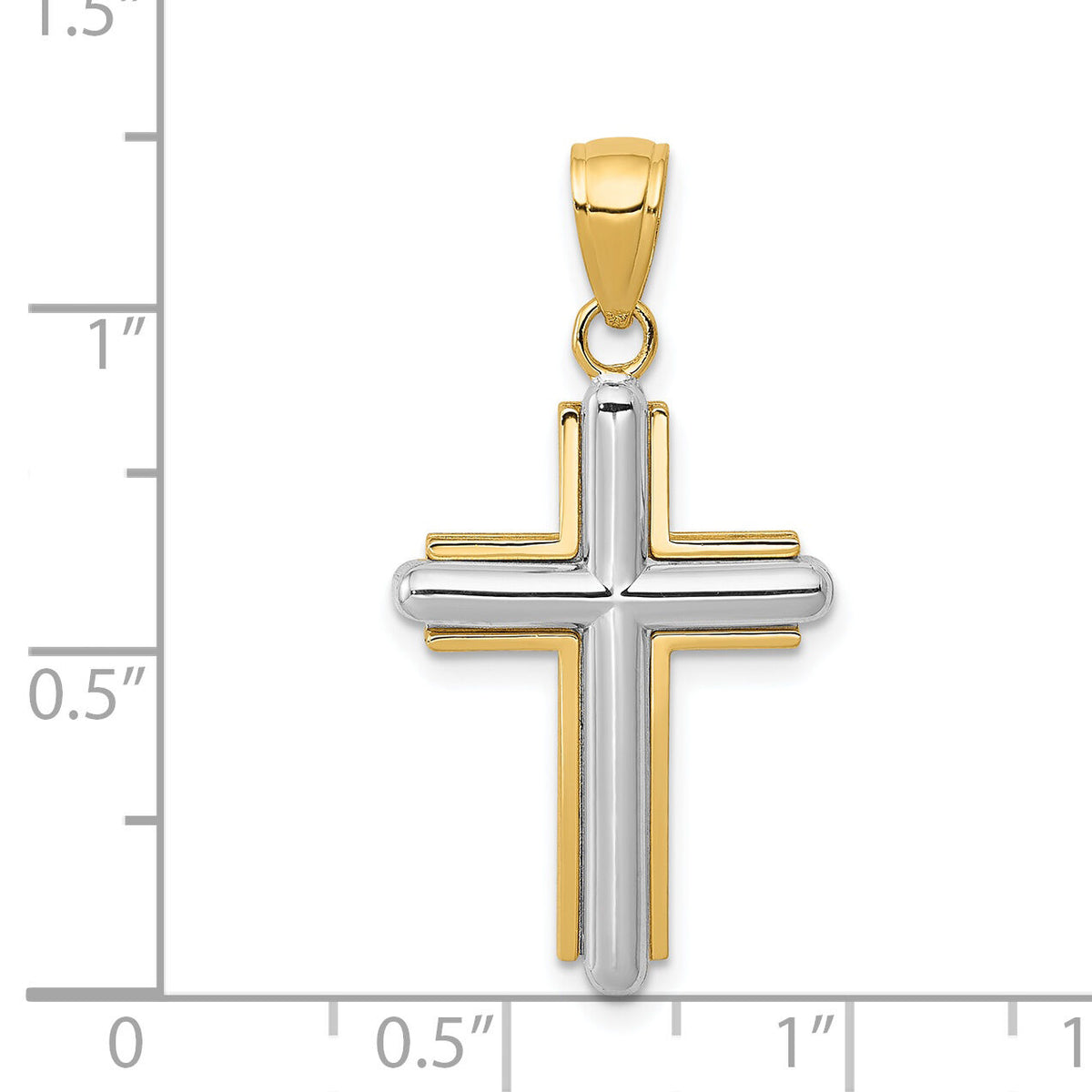 14k Two-tone Cross Pendant-K5489