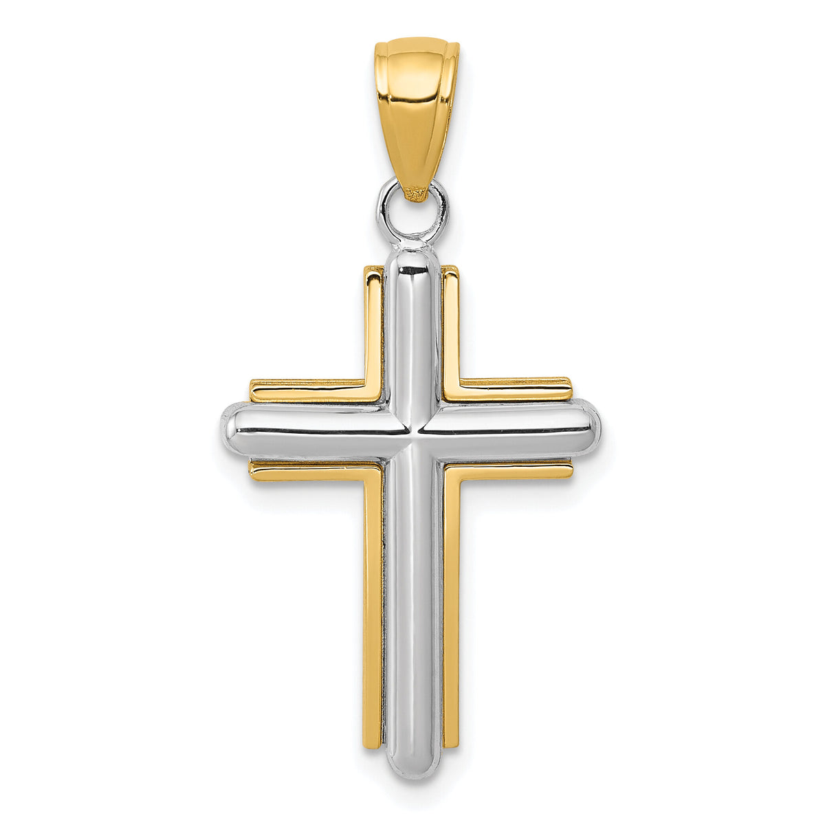 14k Two-tone Cross Pendant-K5489