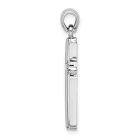 14K White Gold 2-D Beveled Stick Cross Charm-K5489W