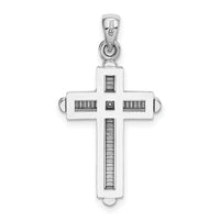 14K White Gold 2-D Beveled Stick Cross Charm-K5489W