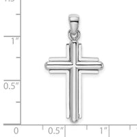14K White Gold 2-D Beveled Stick Cross Charm-K5489W