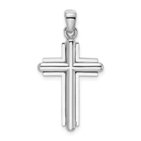 14K White Gold 2-D Beveled Stick Cross Charm-K5489W
