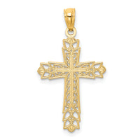 14k Gold Polished Filigree Cross Pendant-K5504