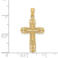 14k Gold Polished Filigree Cross Pendant-K5504