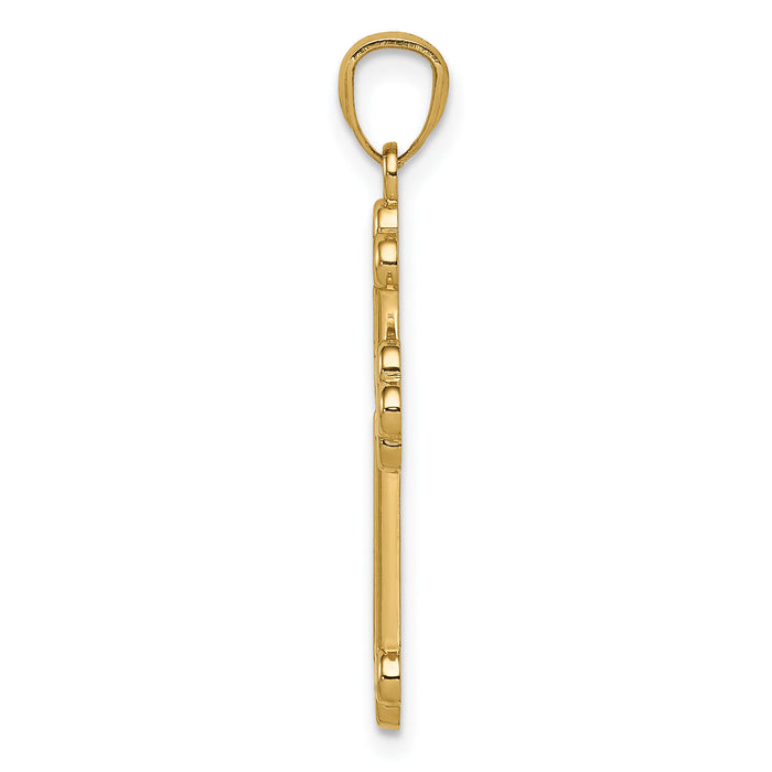 14k Two-tone Polished Budded Cross-K5505