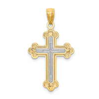 14k Two-tone Polished Budded Cross-K5505
