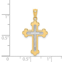 14k Two-tone Polished Budded Cross-K5505