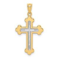 14k Two-tone Polished Budded Cross-K5505