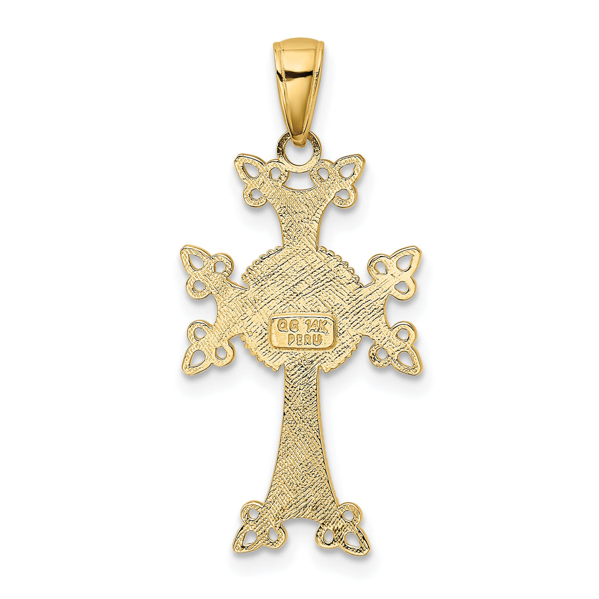 14K Polished/Textured Armenian Cross Pendant-K5513
