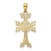 14K Polished/Textured Armenian Cross Pendant-K5513