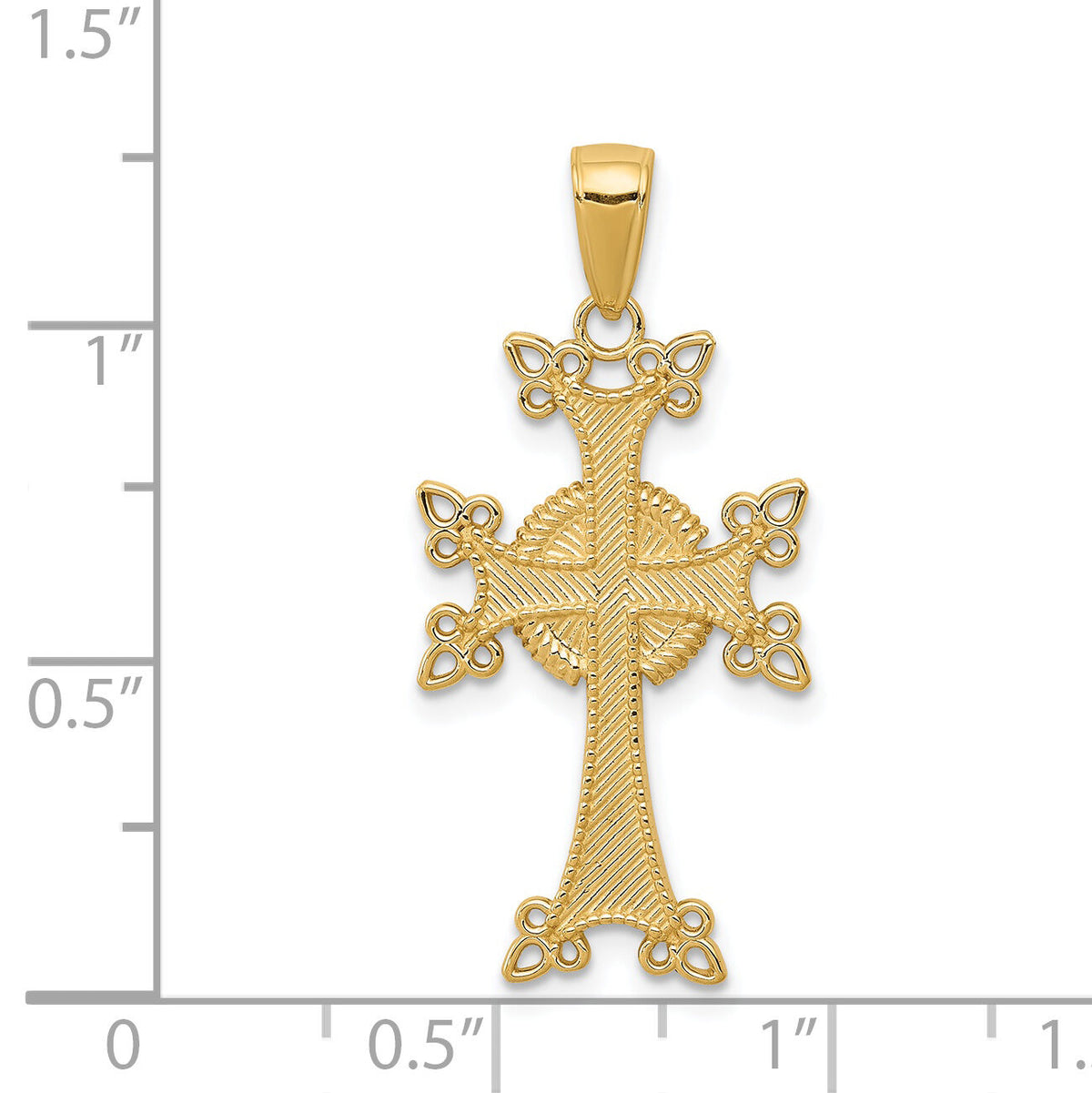 14K Polished/Textured Armenian Cross Pendant-K5513