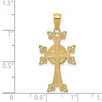 14K Polished/Textured Armenian Cross Pendant-K5513