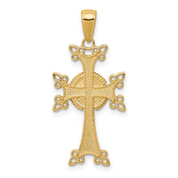 14K Polished/Textured Armenian Cross Pendant-K5513