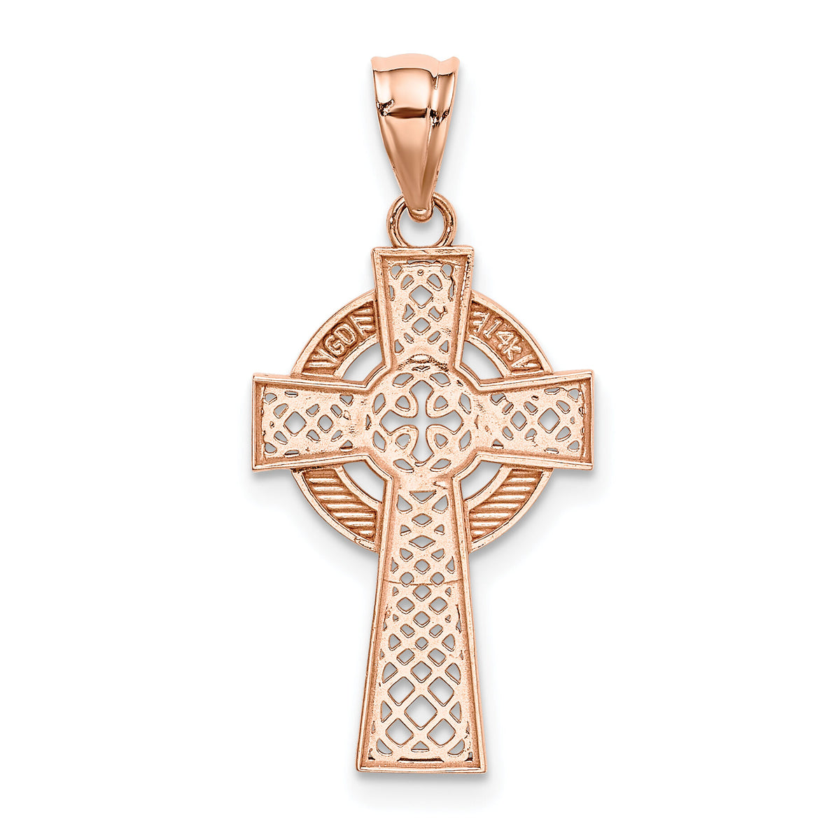 14k Rose Gold Celtic Cross Pendant-K5515