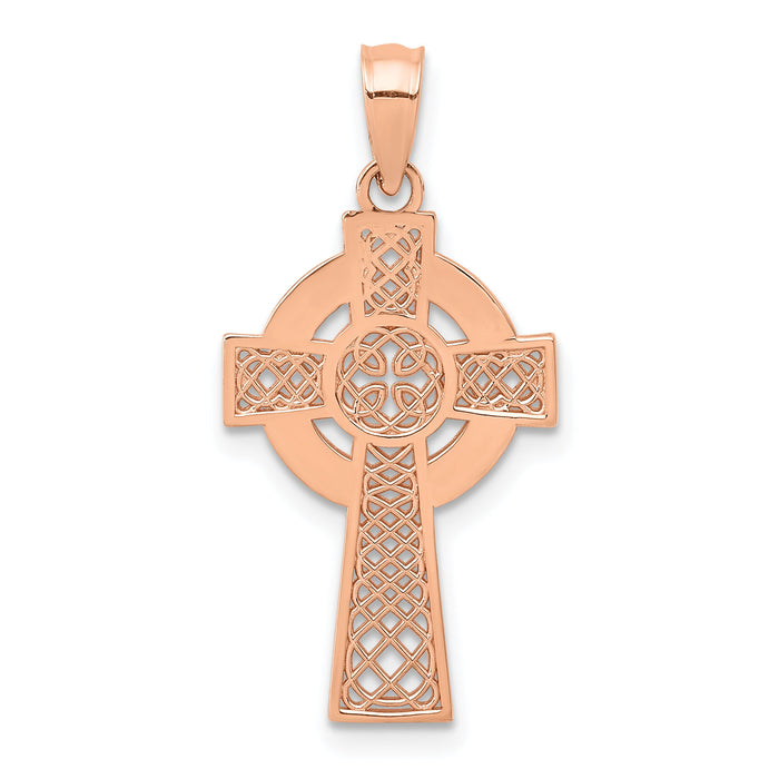 14k Rose Gold Celtic Cross Pendant-K5515