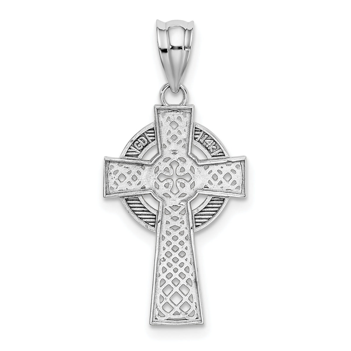 14k White Gold Celtic Cross Pendant-K5516