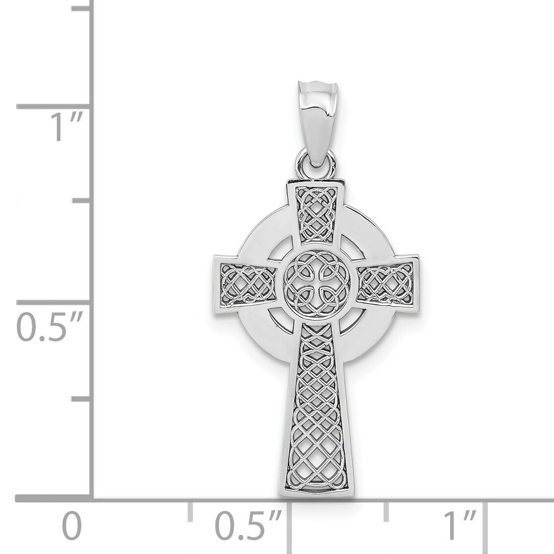 14k White Gold Celtic Cross Pendant-K5516