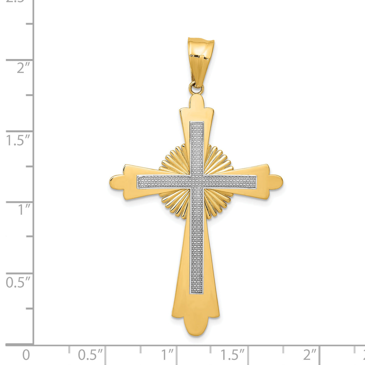 14k Two-Tone Polished Cross Pendant-K5517
