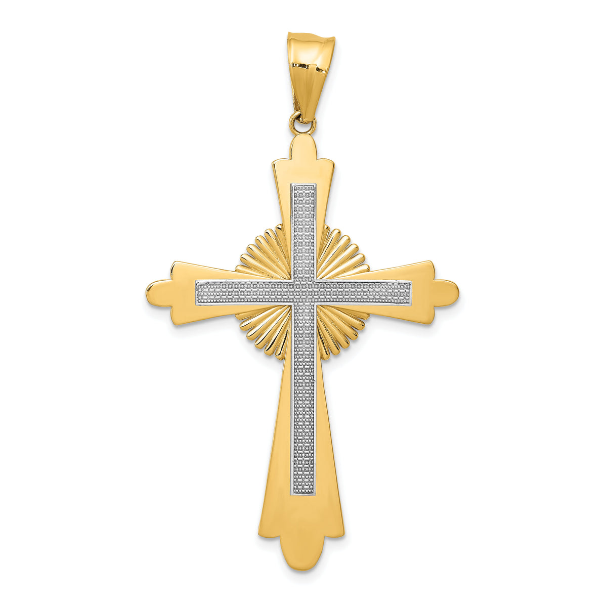 14k Two-Tone Polished Cross Pendant-K5517