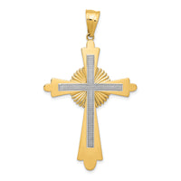 14k Two-Tone Polished Cross Pendant-K5517