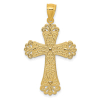 14K Two-tone Polished 2-Level Fleur de Lis Cross Pendant-K5521