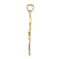 14k with Rhodium Cross Key Pendant-K5532