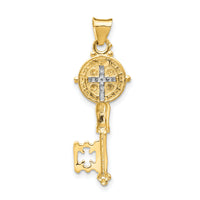 14k with Rhodium Cross Key Pendant-K5532