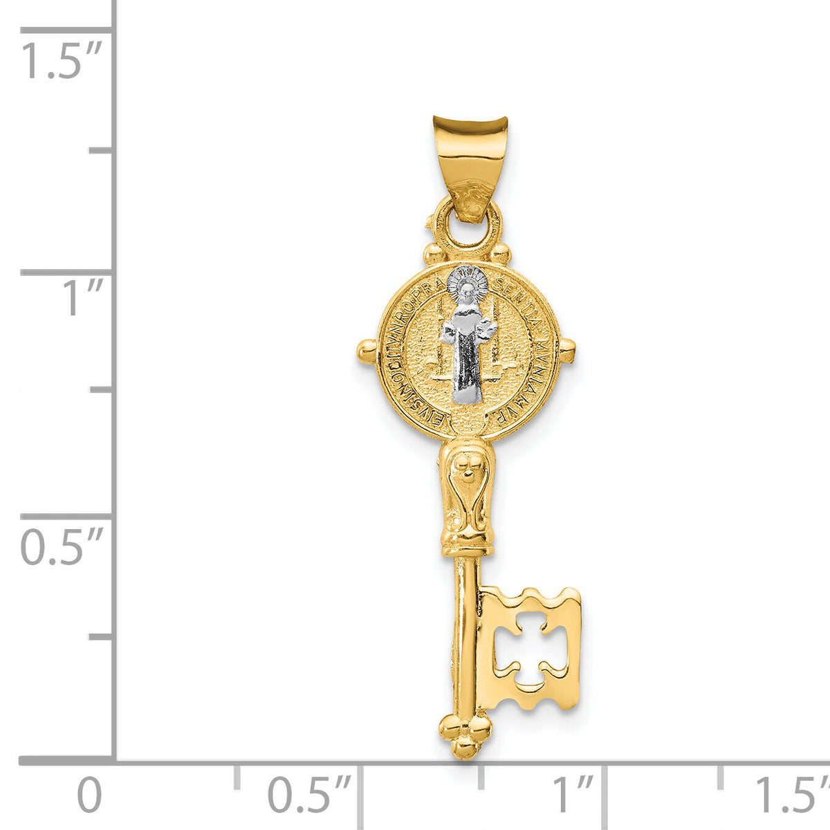 14k with Rhodium Cross Key Pendant-K5532