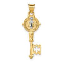 14k with Rhodium Cross Key Pendant-K5532