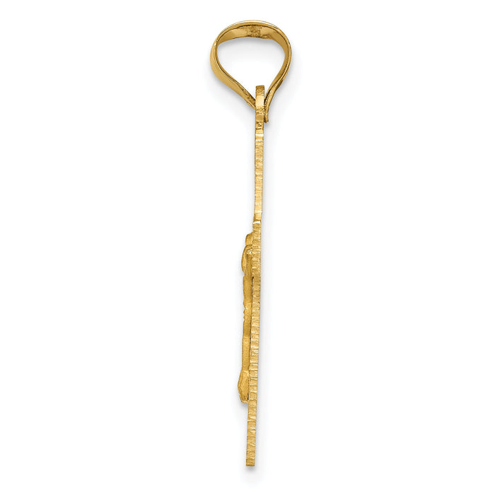 14k Polished Satin and D/C Crucifix Pendant-K5540