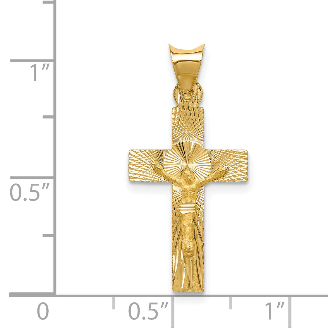 14k Polished Satin and D/C Crucifix Pendant-K5540