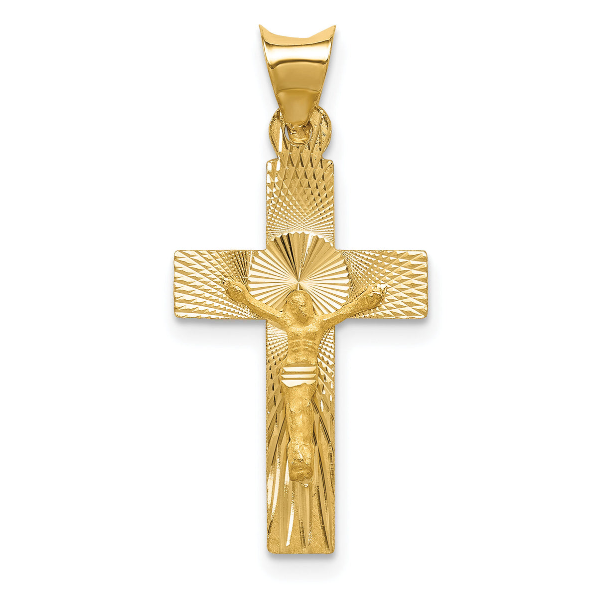 14k Polished Satin and D/C Crucifix Pendant-K5540
